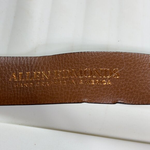 ALLEN EDMONDS Men's Black Leather Belt Handcrafted Silver Buckle Size 44 - Picture 4 of 9